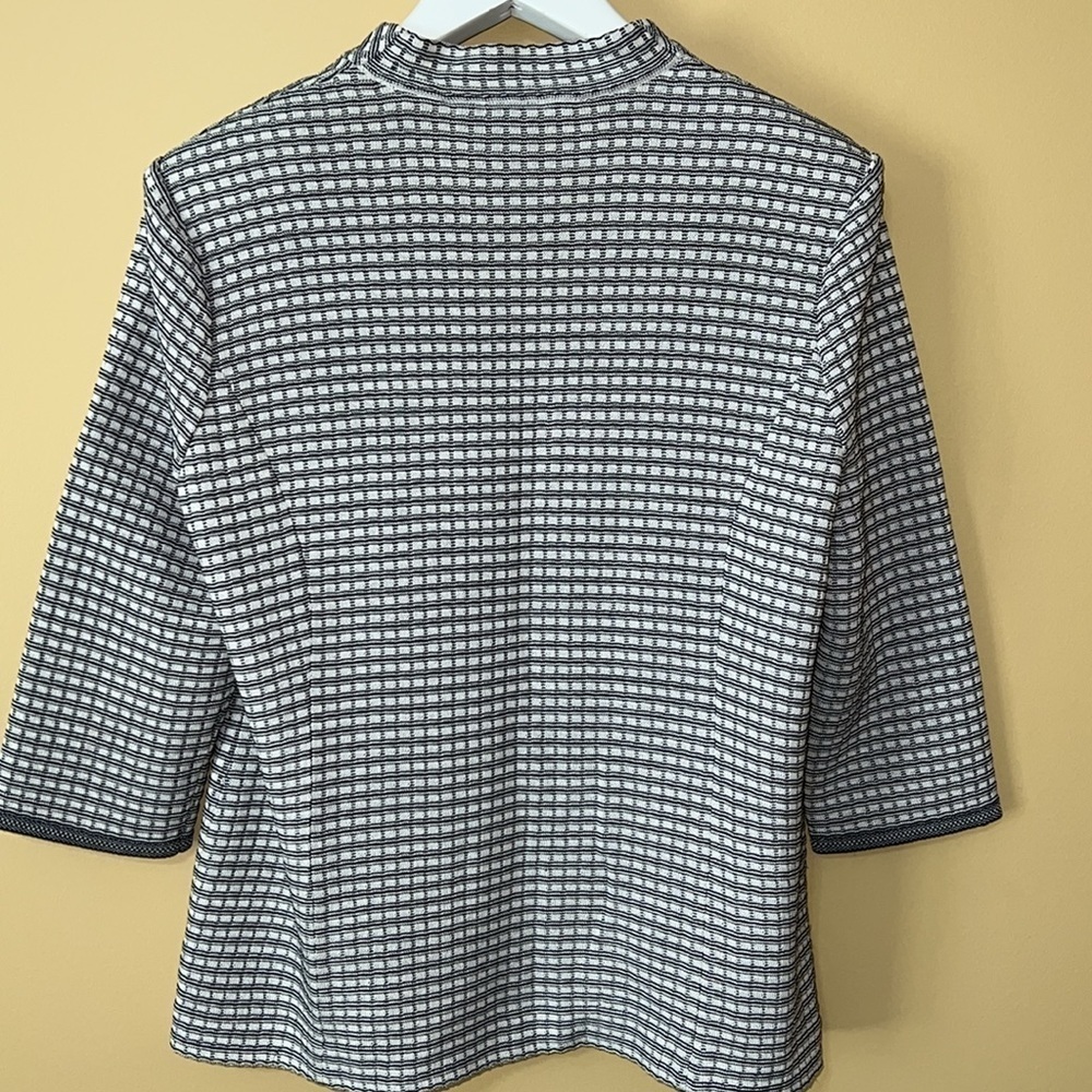 MING WANG women’s one- button jacket. Black/ cream design. Large - Picture 2 of 8